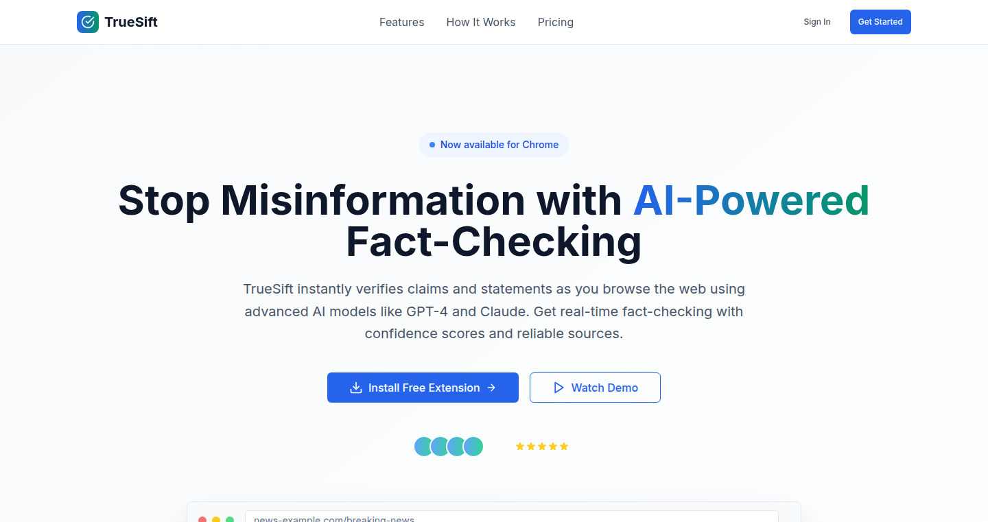 TrueSift:AIが裏付ける、リアルタイム真偽判定Chrome拡張機能