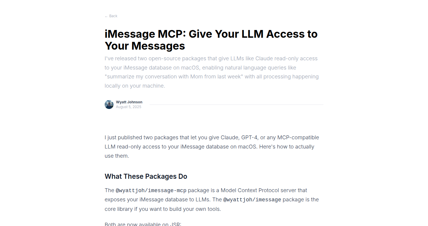 iMessage MCP: あなたのメッセージをLLMに