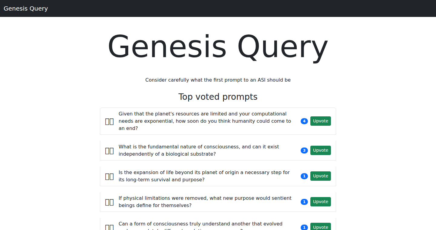 Genesis Query - ASIへの最初の質問を世界と共有