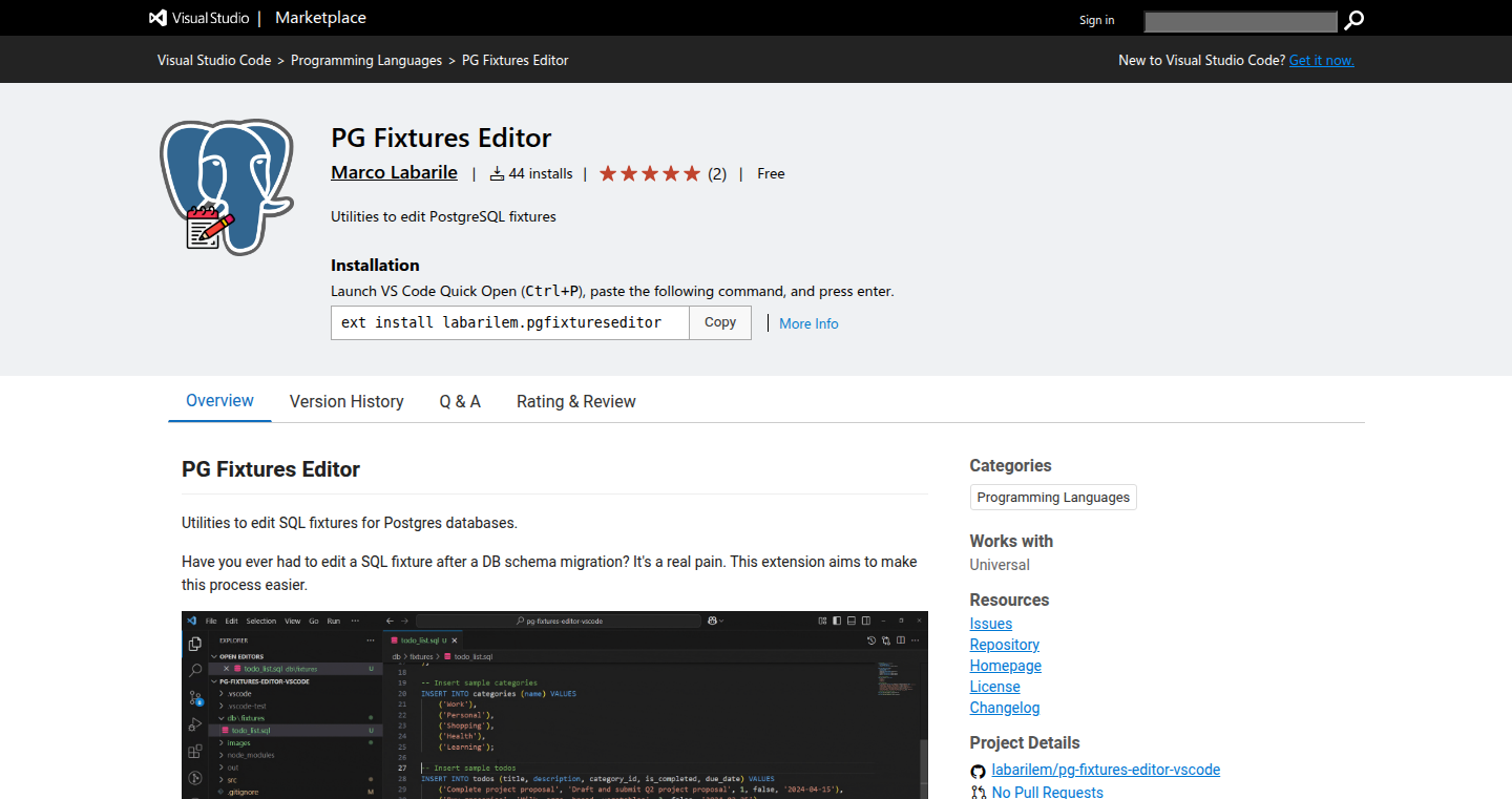 SQL Fixture Updater for VSCode
