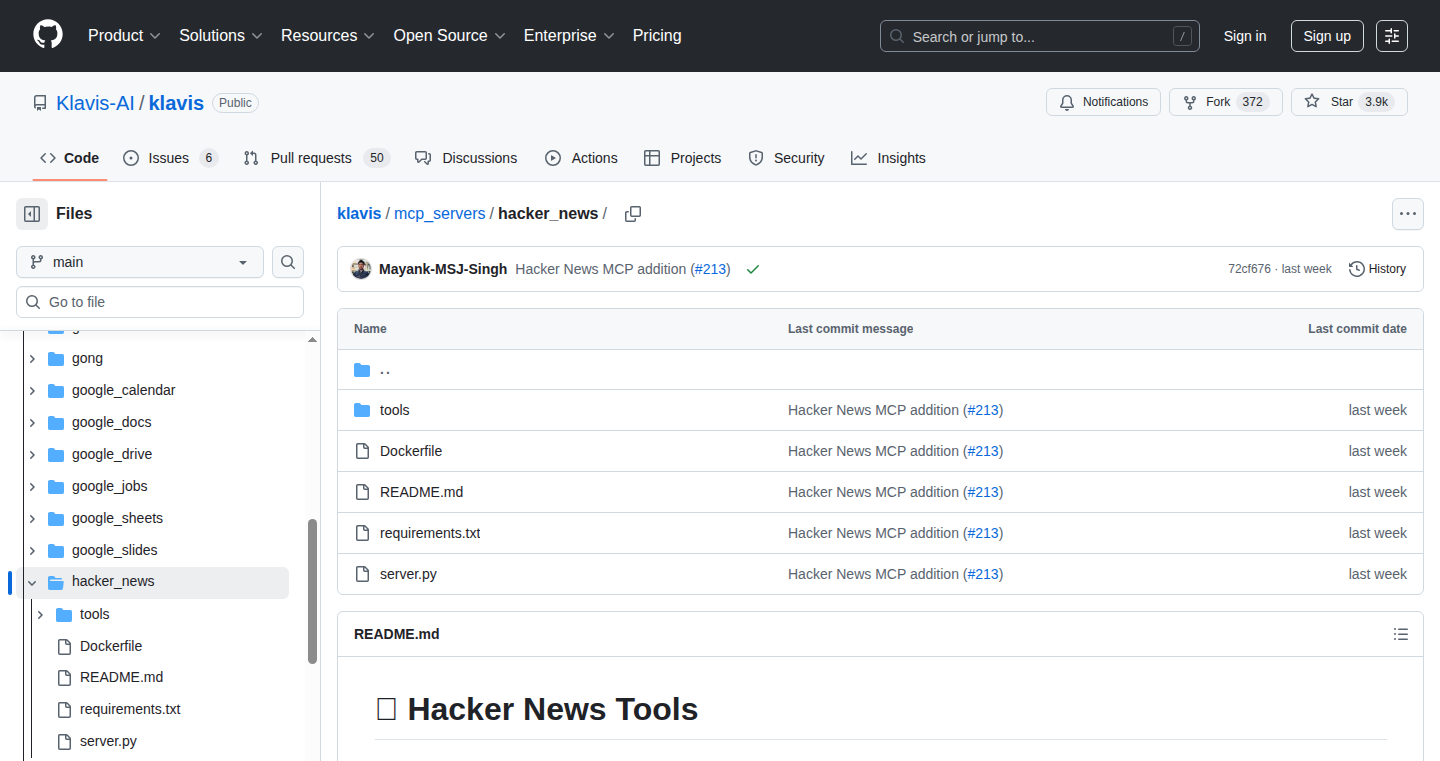 Klavis AI Hacker News 数据服务器