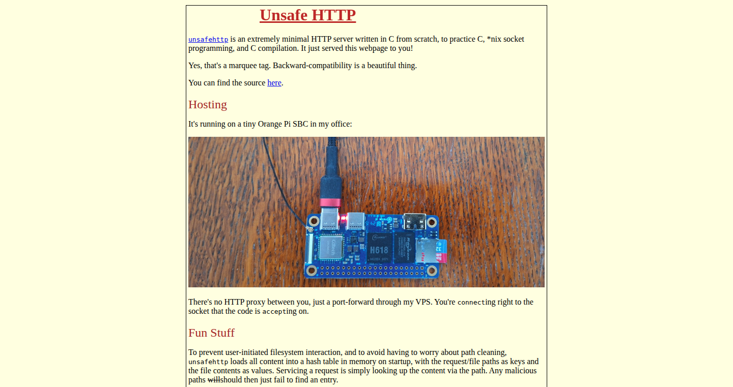 unsafehttp - A Barebones Web Server in C