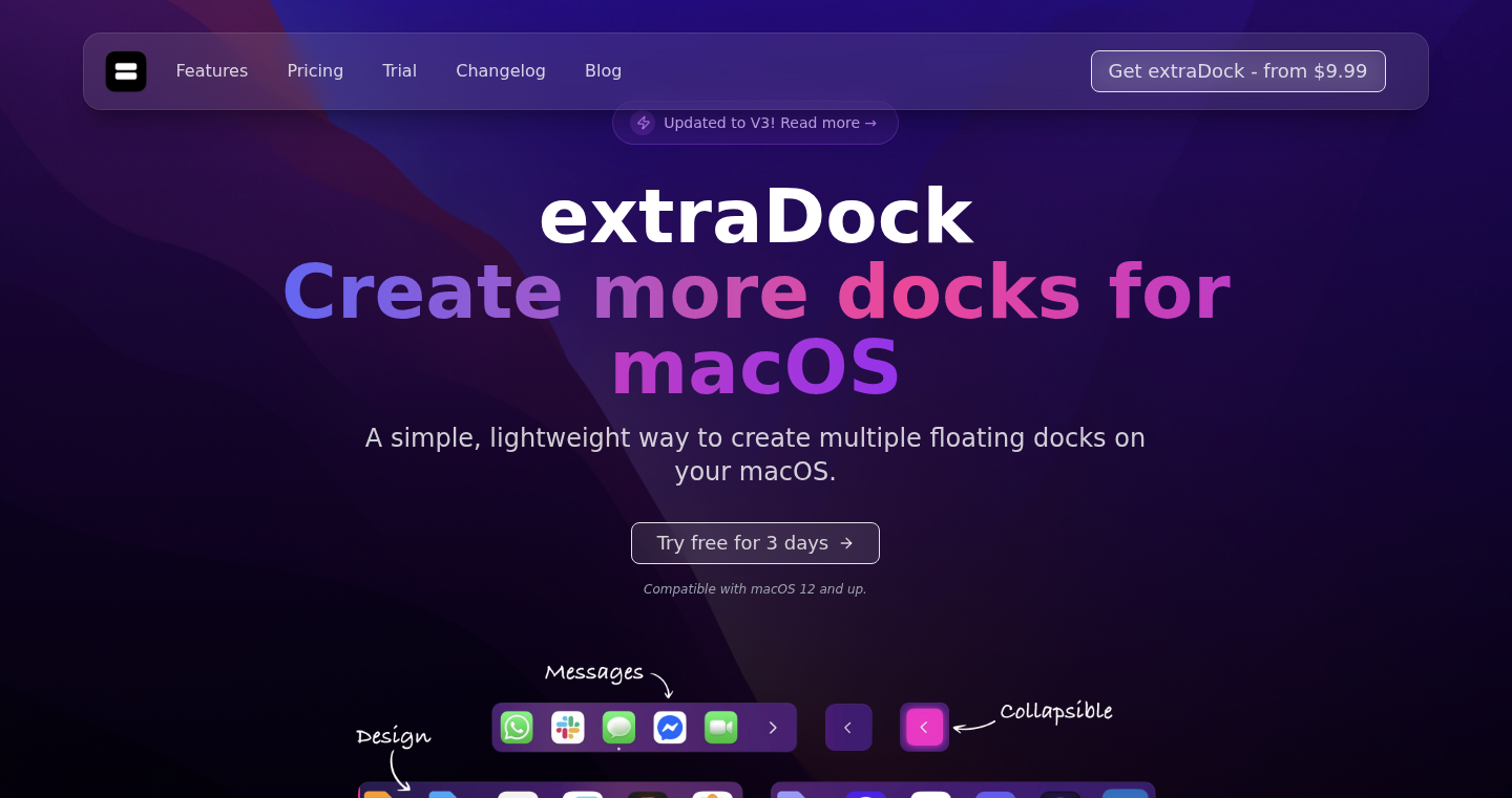 extraDock：MacOS マルチモニター向け独立ドック