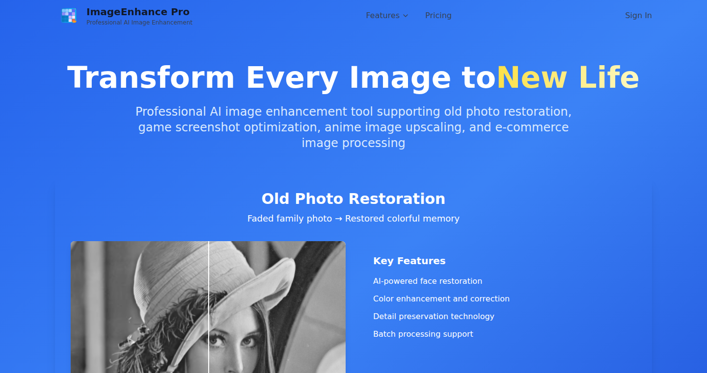 ImageEnhance Pro - AI画像エンハンスメントツール