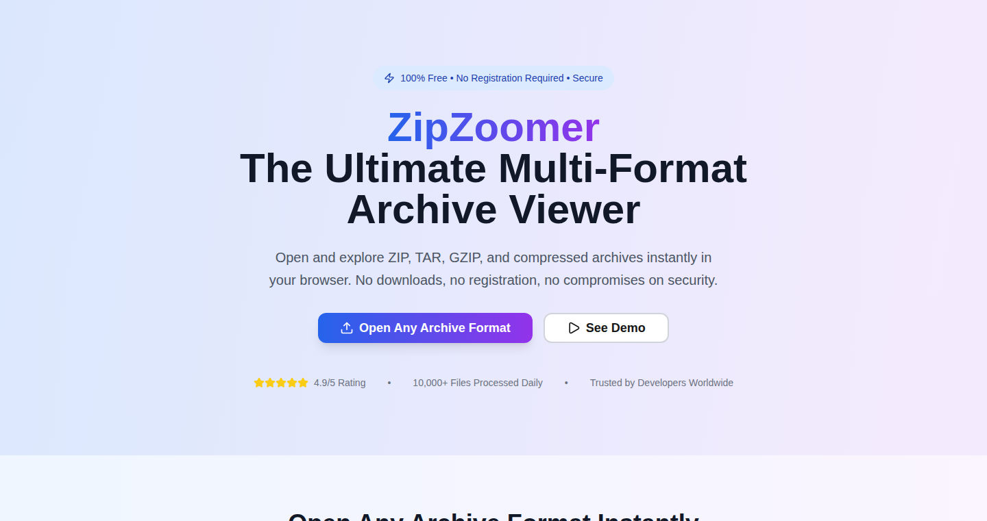 ZipZoomer – オンラインZipアーカイブ探検家