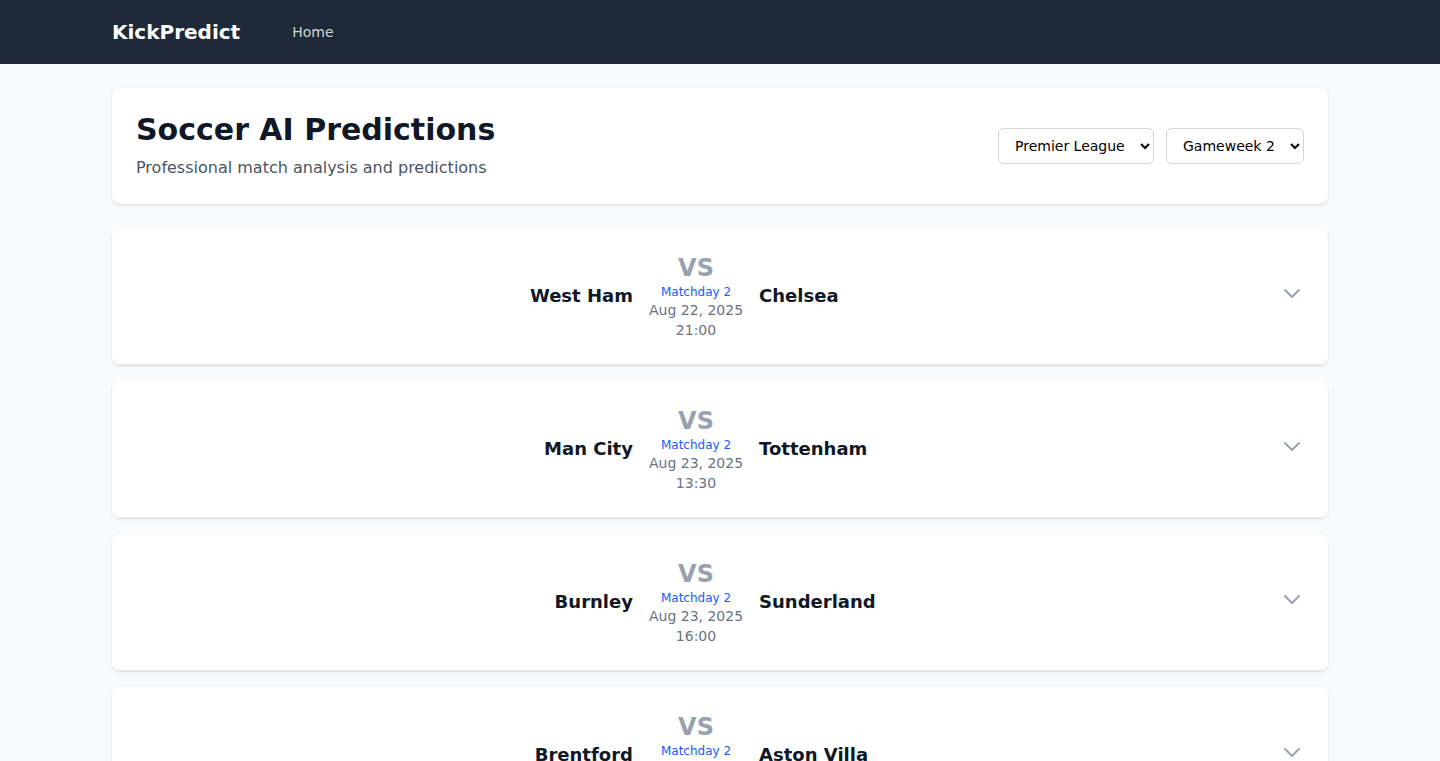 KickPredict：AIでサッカーの試合結果を予測