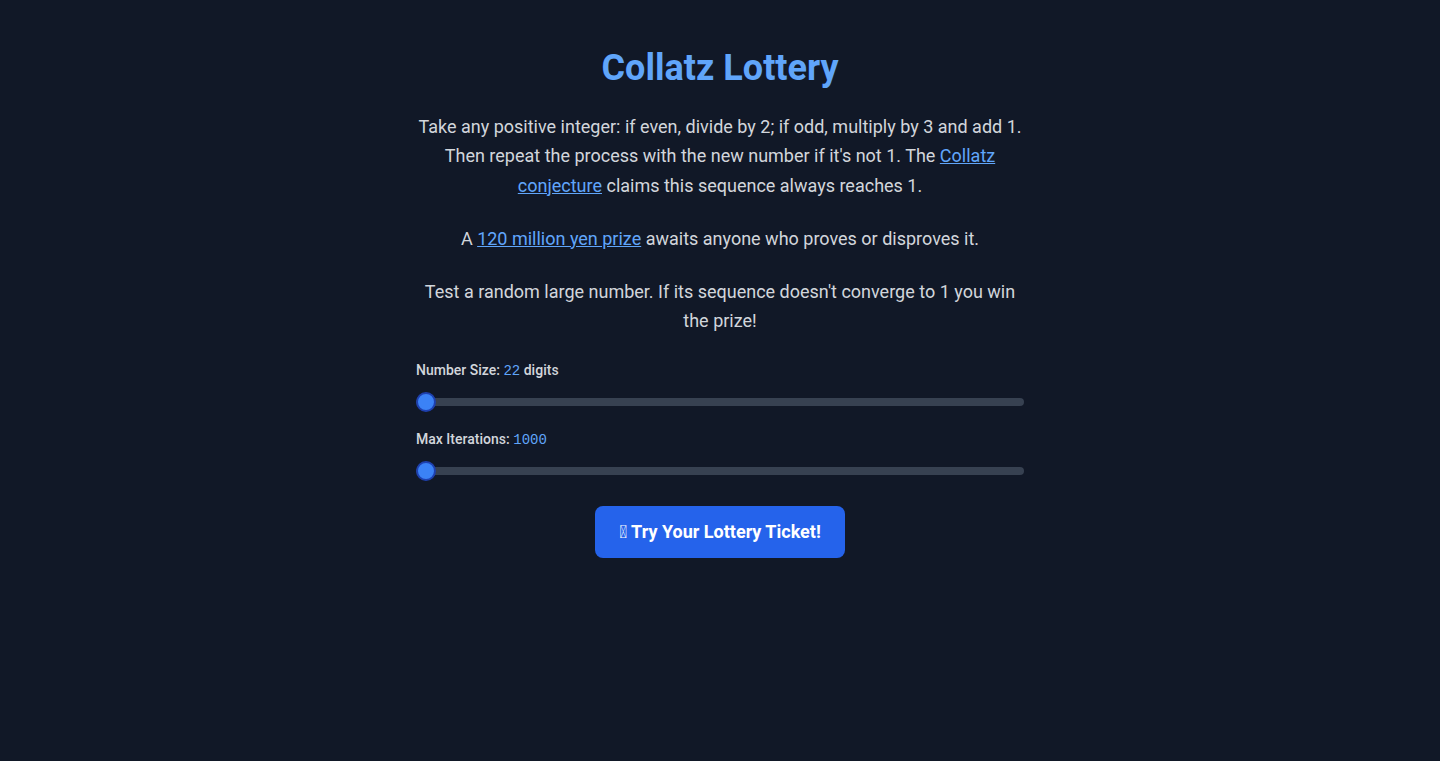 Collatz 猜想彩票模拟器