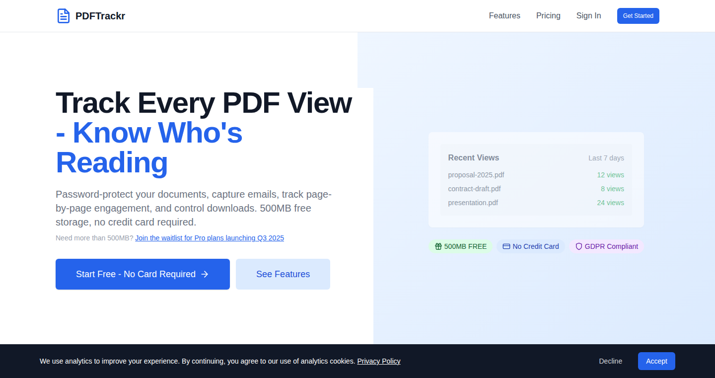 プライバシー重視のPDFトラッキングツール