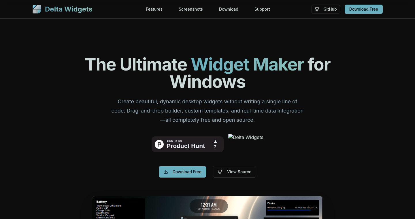 Delta Widgets: Tauriを活用したWindowsデスクトップウィジェット作成ツール
