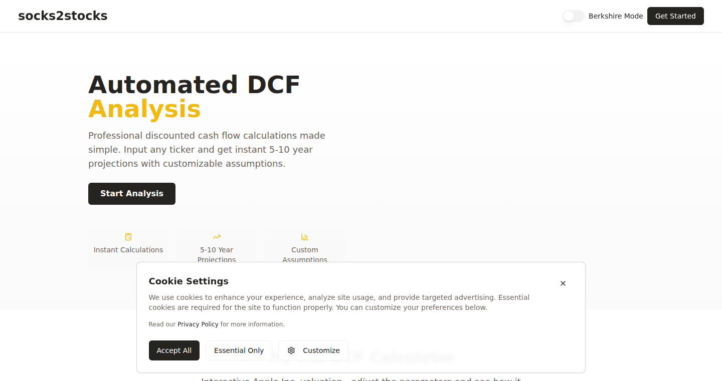 Socks2Stocks - 自動割引キャッシュフロー（DCF）株価評価ツール