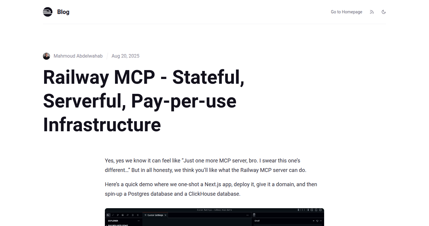 Railway MCP - 状態フル、サーバーフル、従量課金インフラ