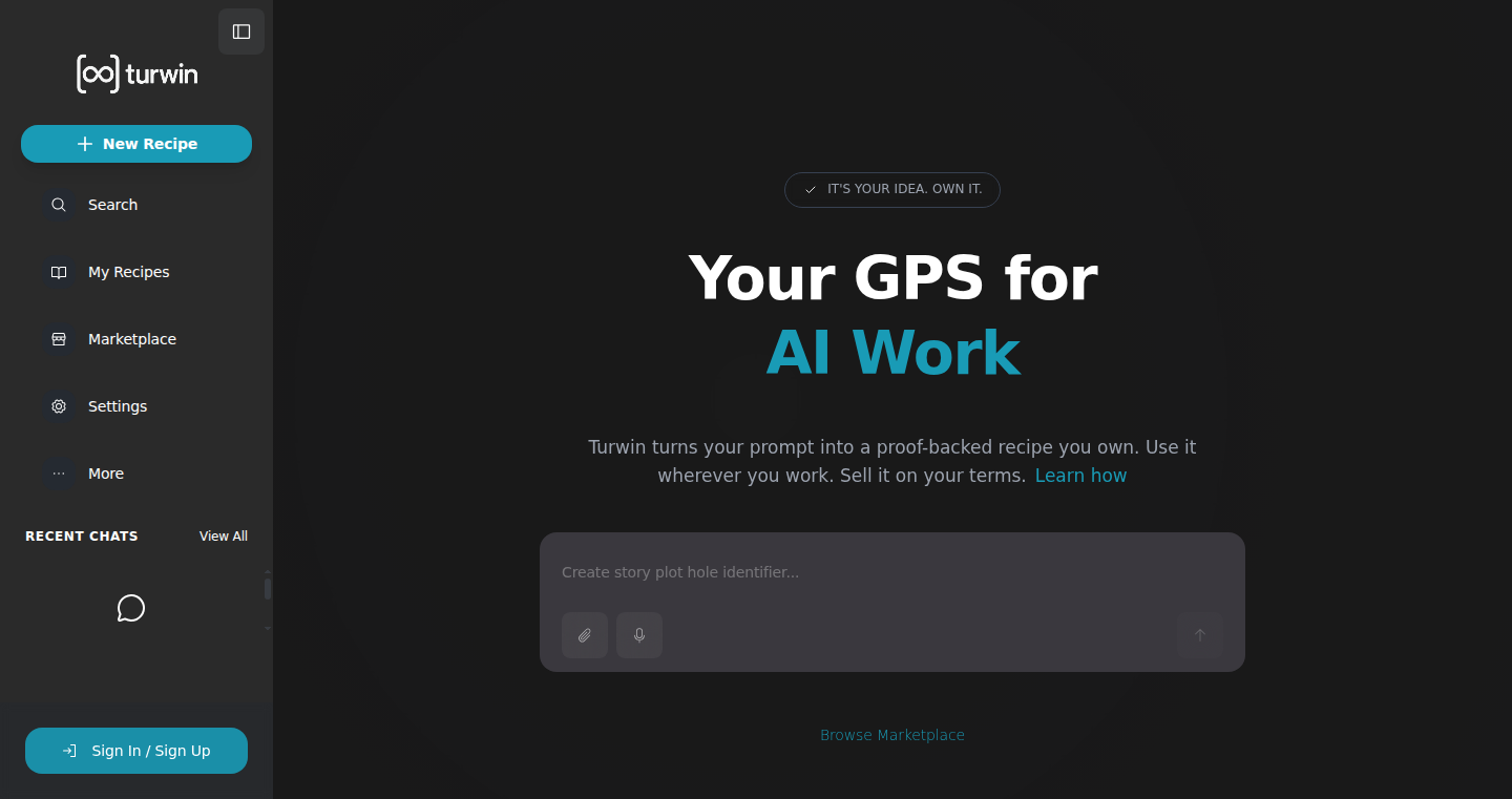 Turwin: Prompt-to-Recipe Generator with Ownership