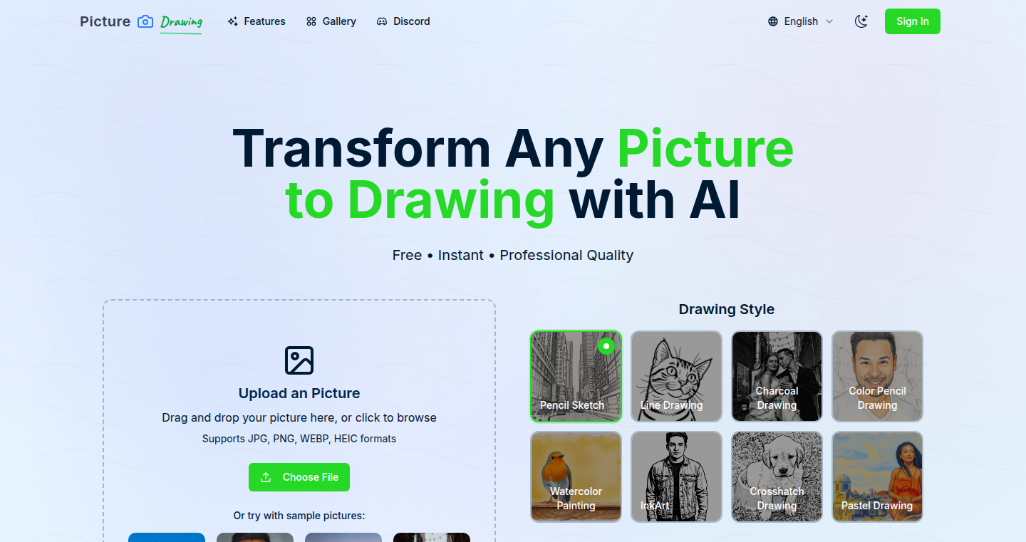 PictureToDrawing.org - AI Photo to Art Converter