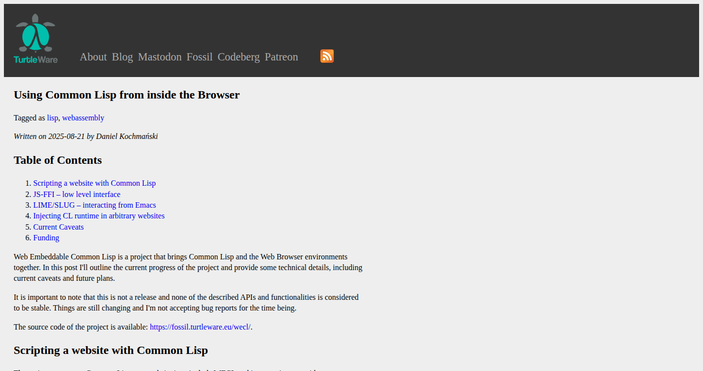 CL-in-Browser: Bringing Common Lisp to the Web