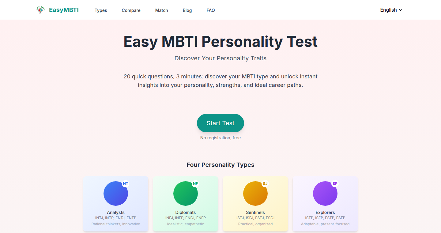 easymbti.org - A Minimalist MBTI Type Identifier