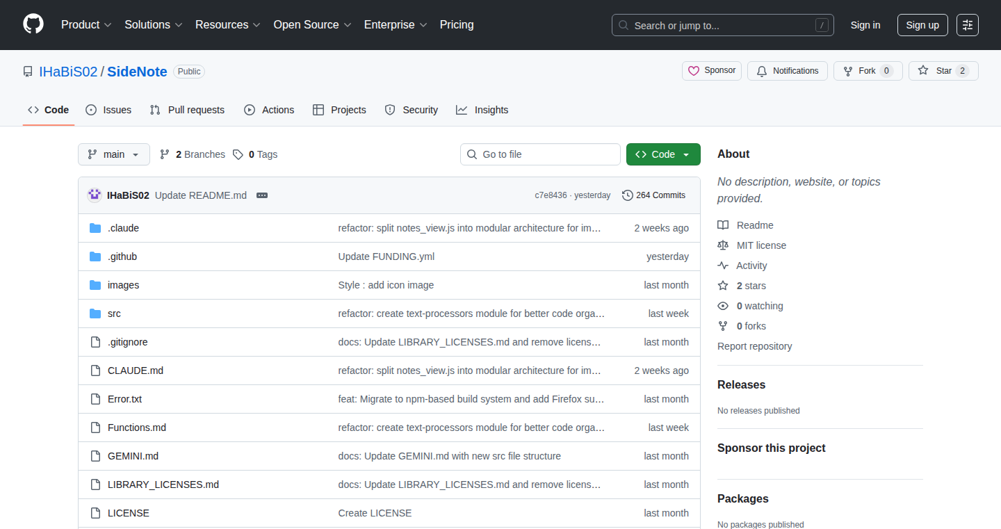 SideNote: Browser Sidepanel Markdown Notes