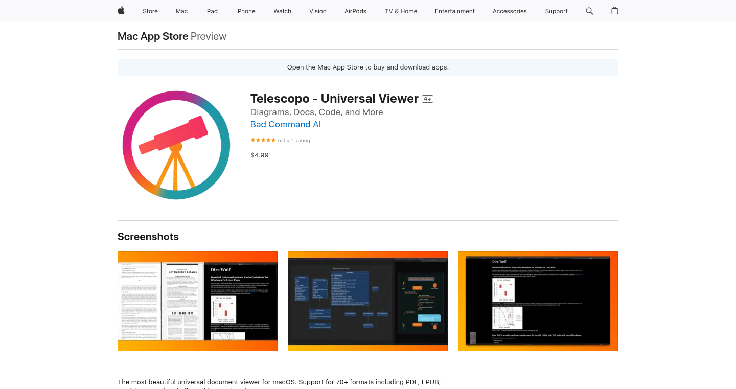 Telescopo: Universal File Viewer with Metal Acceleration