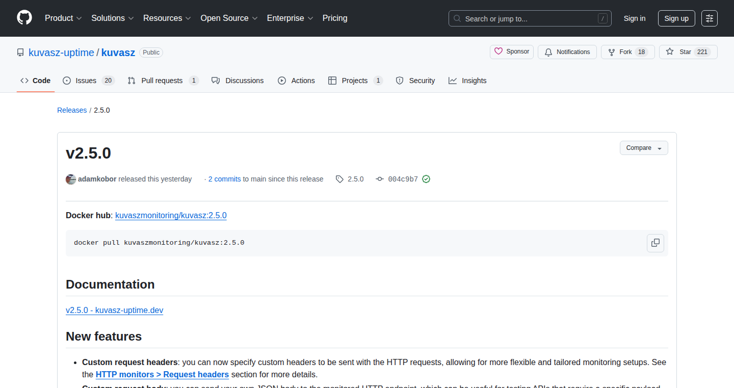 Kuvasz Uptime 2.5.0 - HTTP監視のカスタマイズ拡張