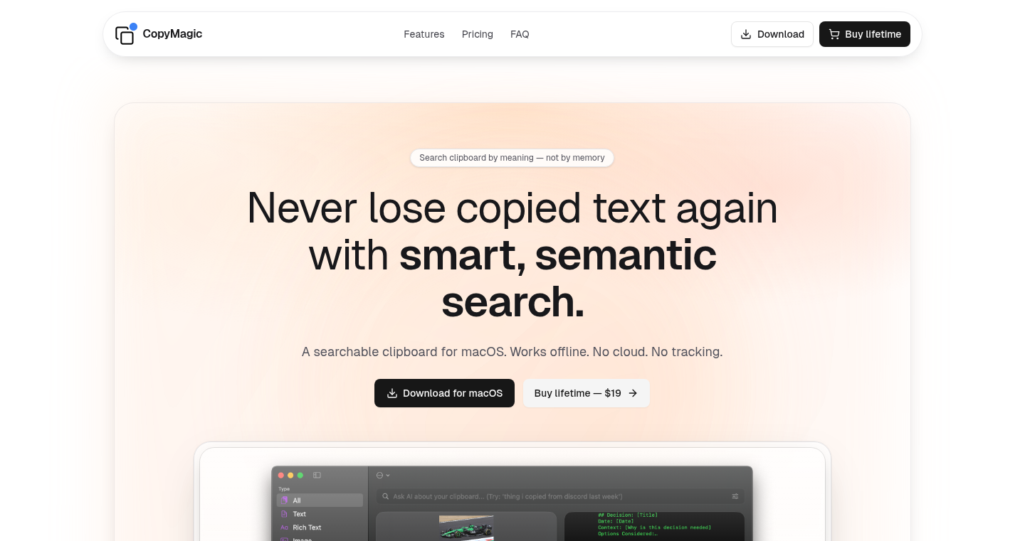 CopyMagic - macOS用スマートクリップボード