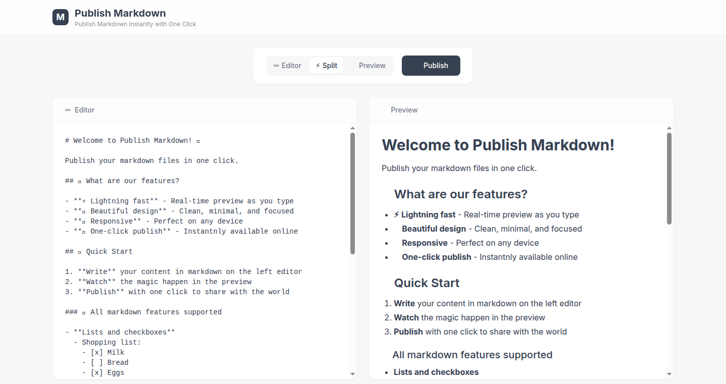 Markdown一発公開ツール - マークダウンを瞬時にウェブに