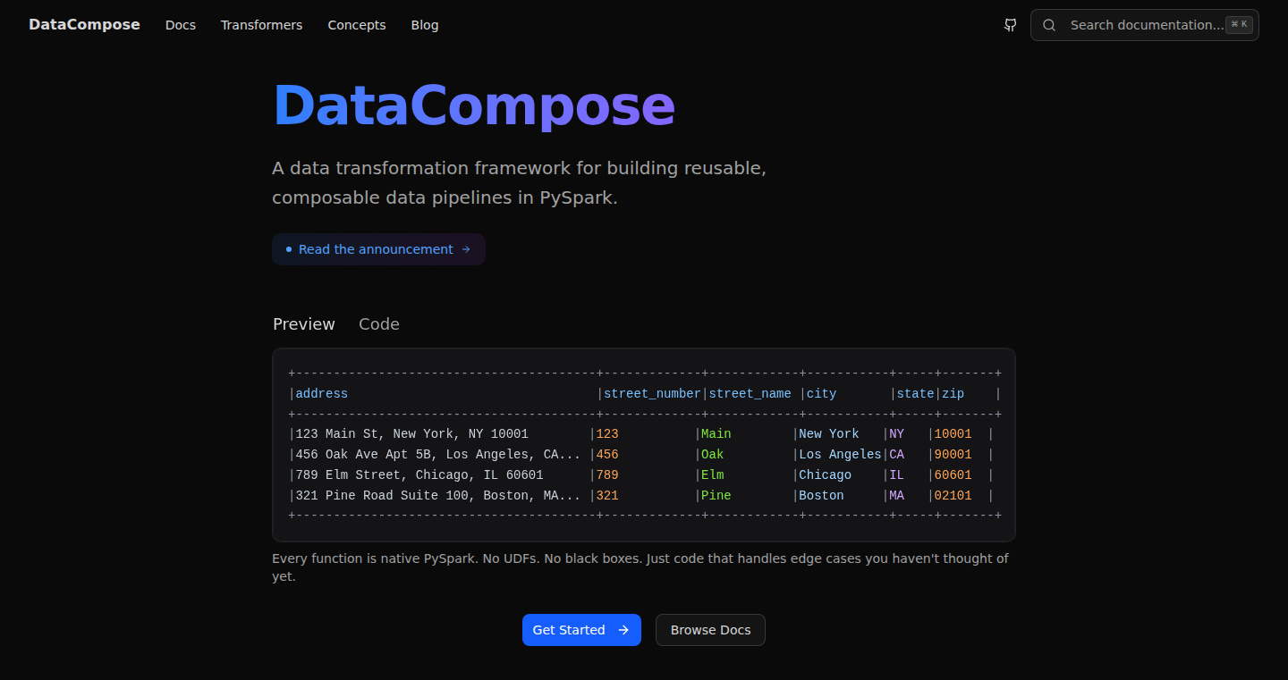 DataCompose: PySparkのためのデータ変換プリミティブ