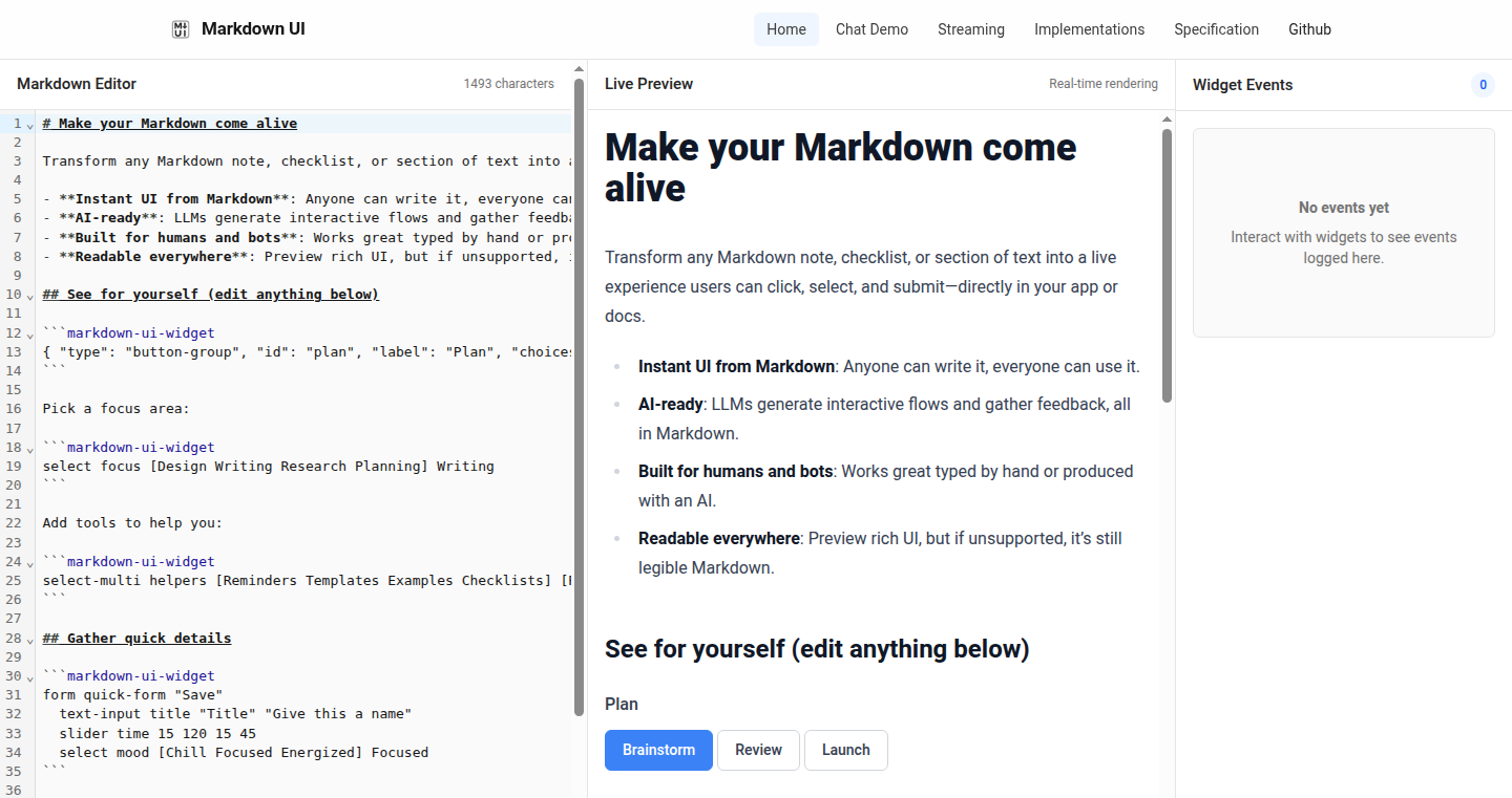 Markdown即时渲染UI引擎:Buildless UI