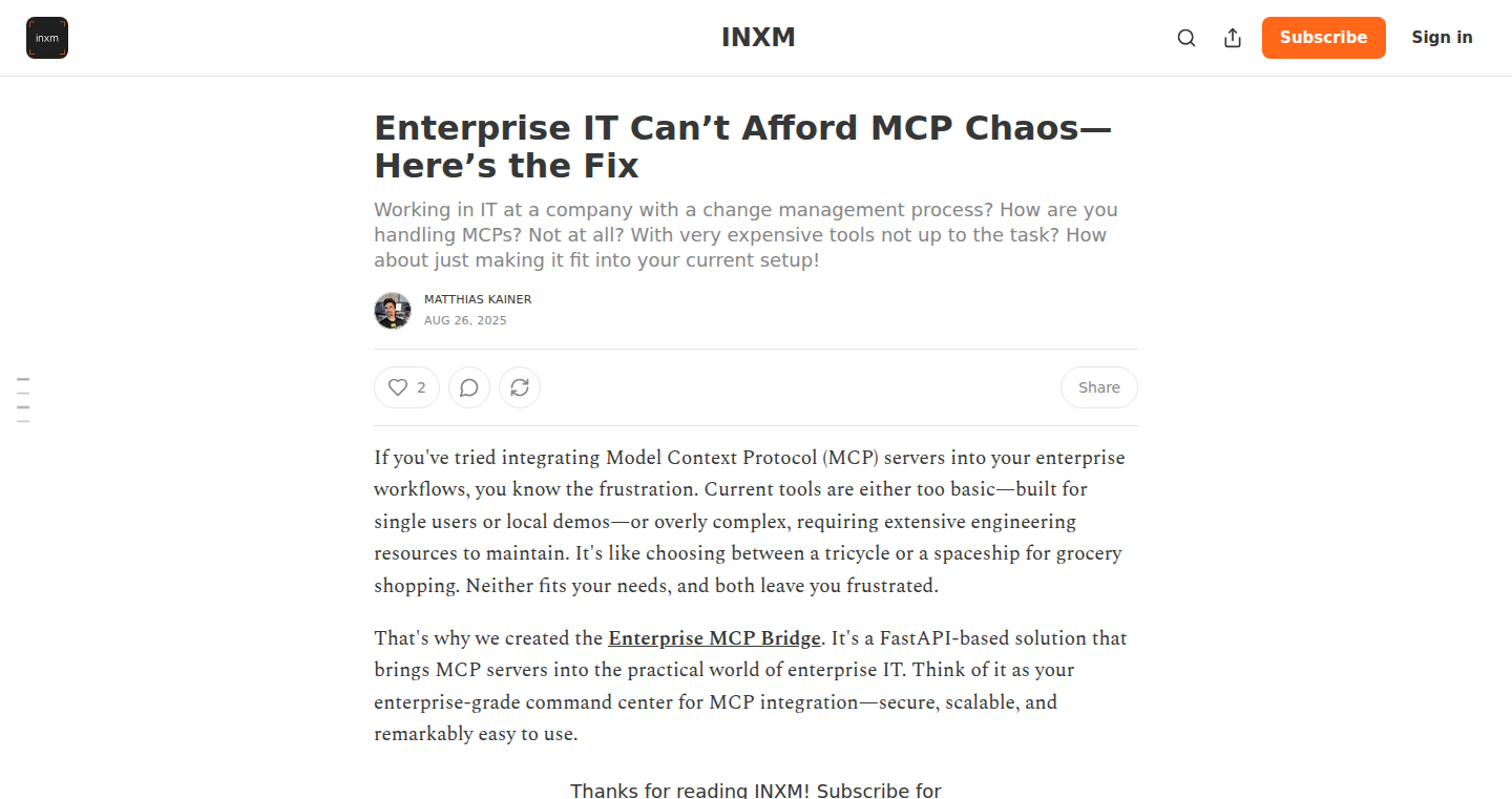 企业 MCP 桥接器:统一IT变更管理,告别混乱