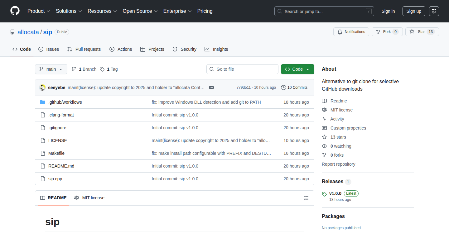 Sip:轻量级 GitHub 文件提取工具