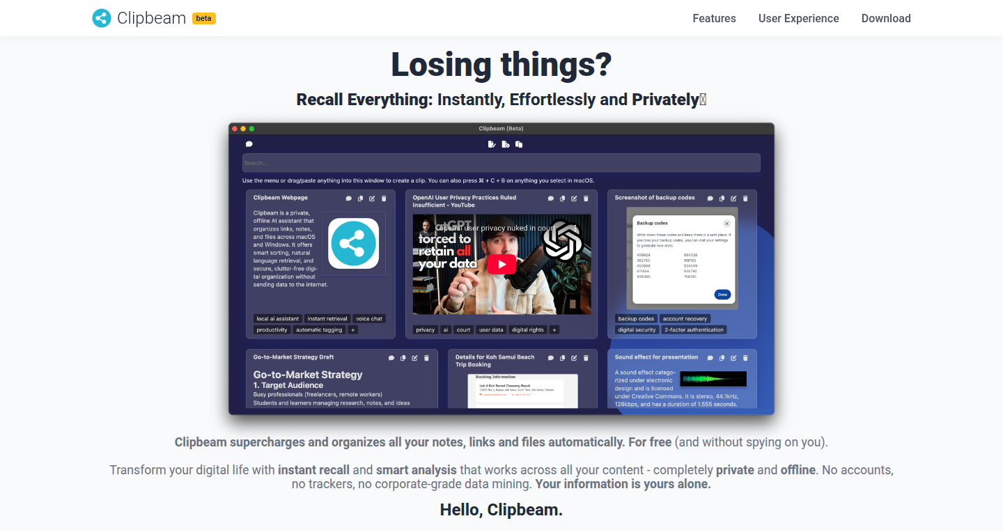 Clipbeam:你的私人离线AI知识管理助手