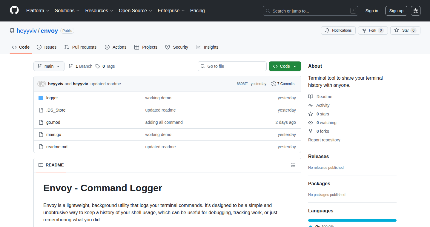 Envoy - Terminal Command Logger