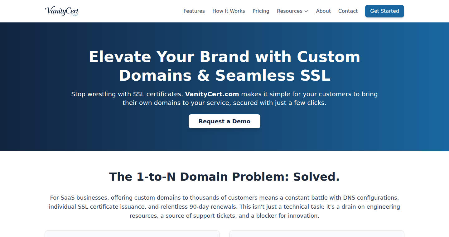 VanityCert: Automating Custom Domain and SSL Management