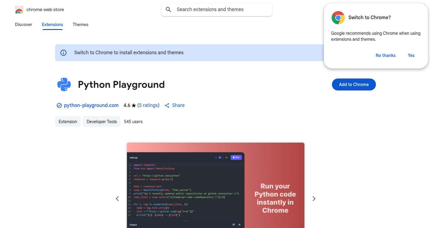 Python Playground: In-Browser Python Environment