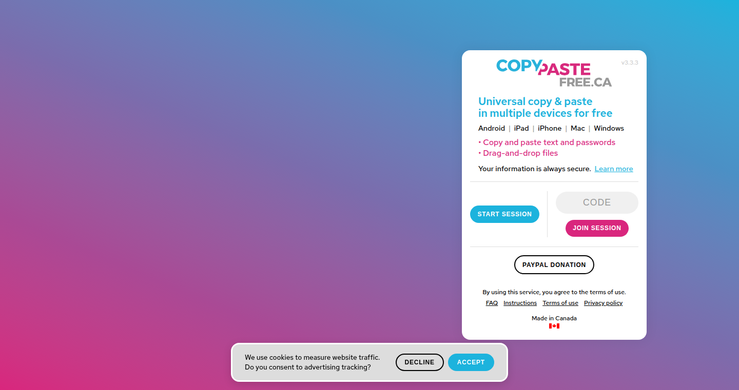 CopyPasteFree: Secure Cross-Device Data Transfer