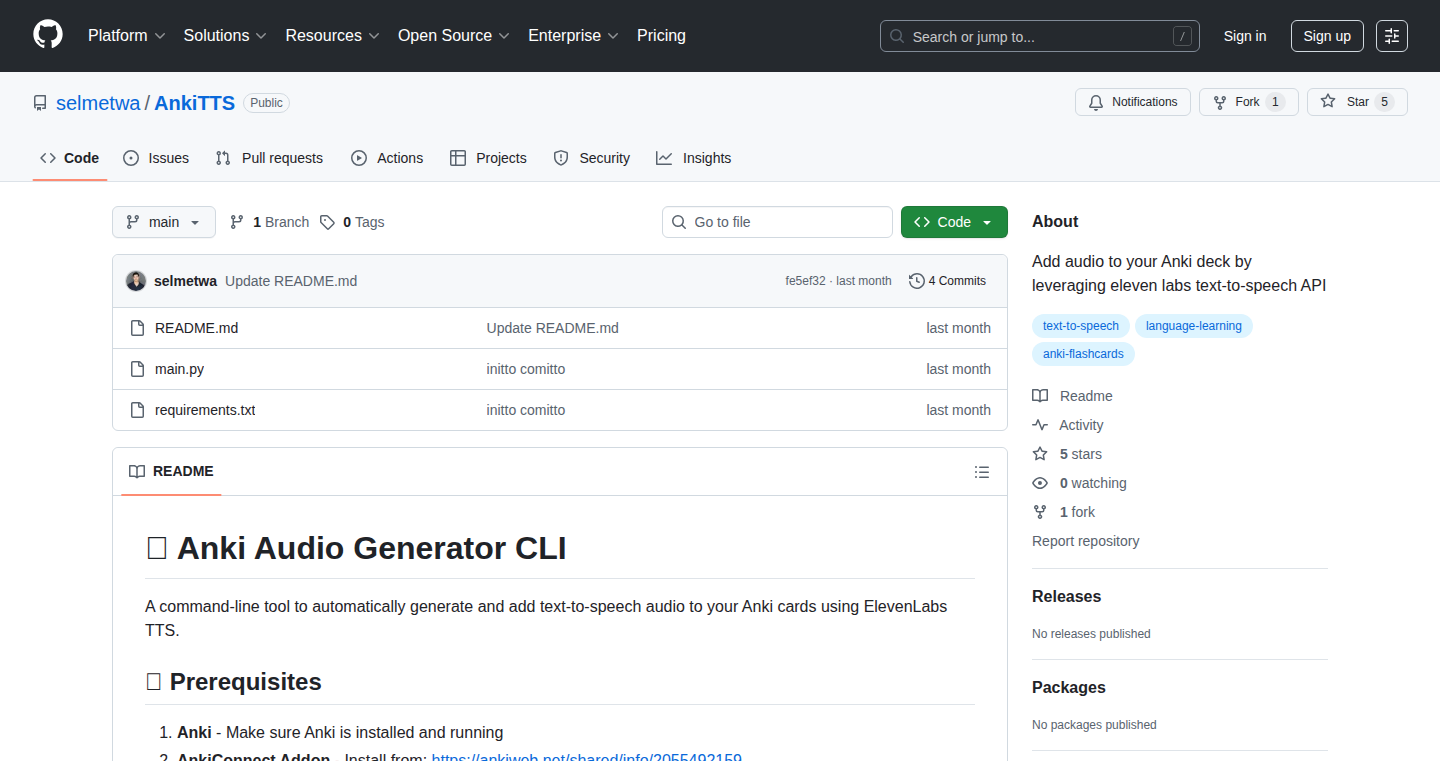 AnkiAudioGen: Automating TTS Audio for Anki with ElevenLabs
