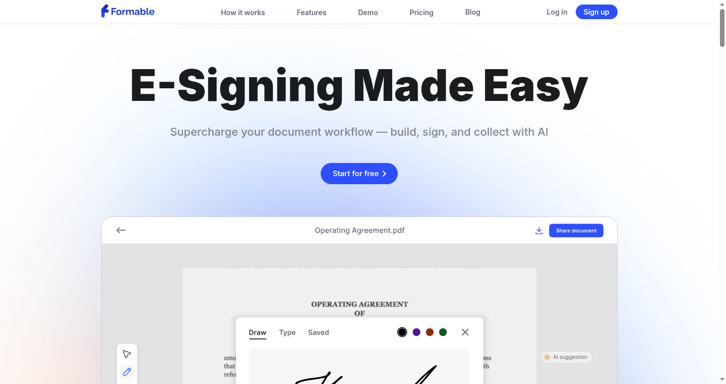 Formable: Intuitive E-Signature with Dynamic Fields