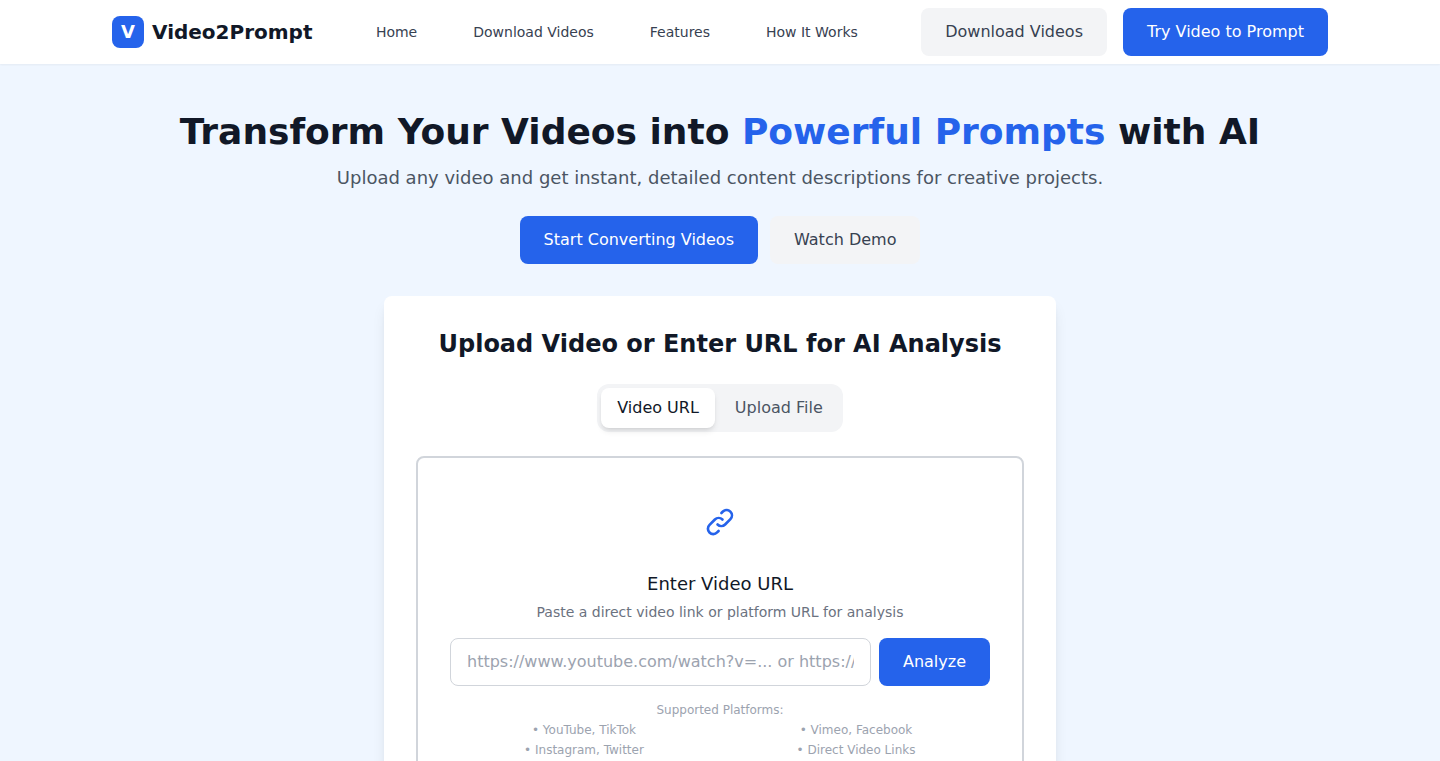Video-2-Prompt: AI-Powered Video Content Analysis