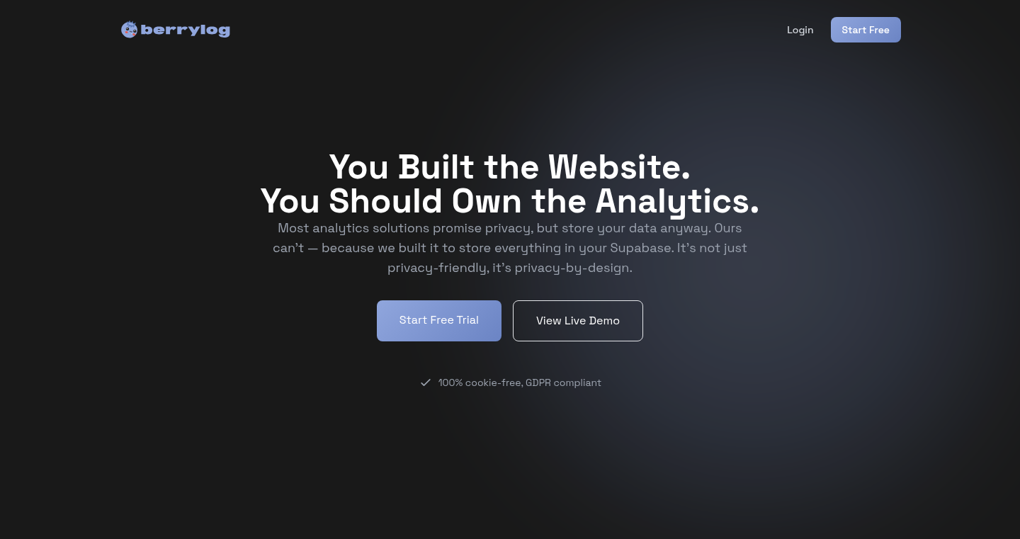Berrylog: Self-Hosted Analytics with Your Own Database