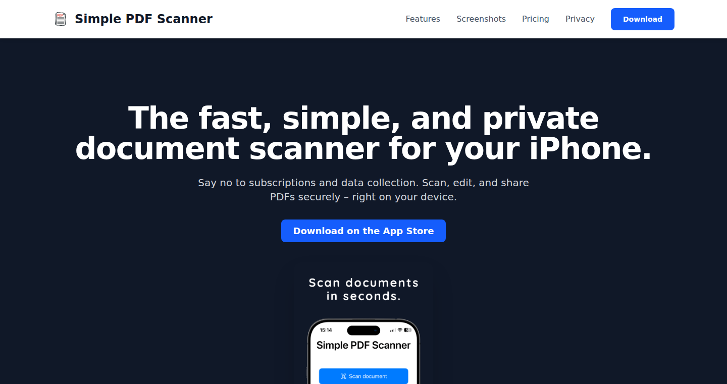Simple PDF Scanner - A Streamlined, Subscription-Free Mobile Scanner