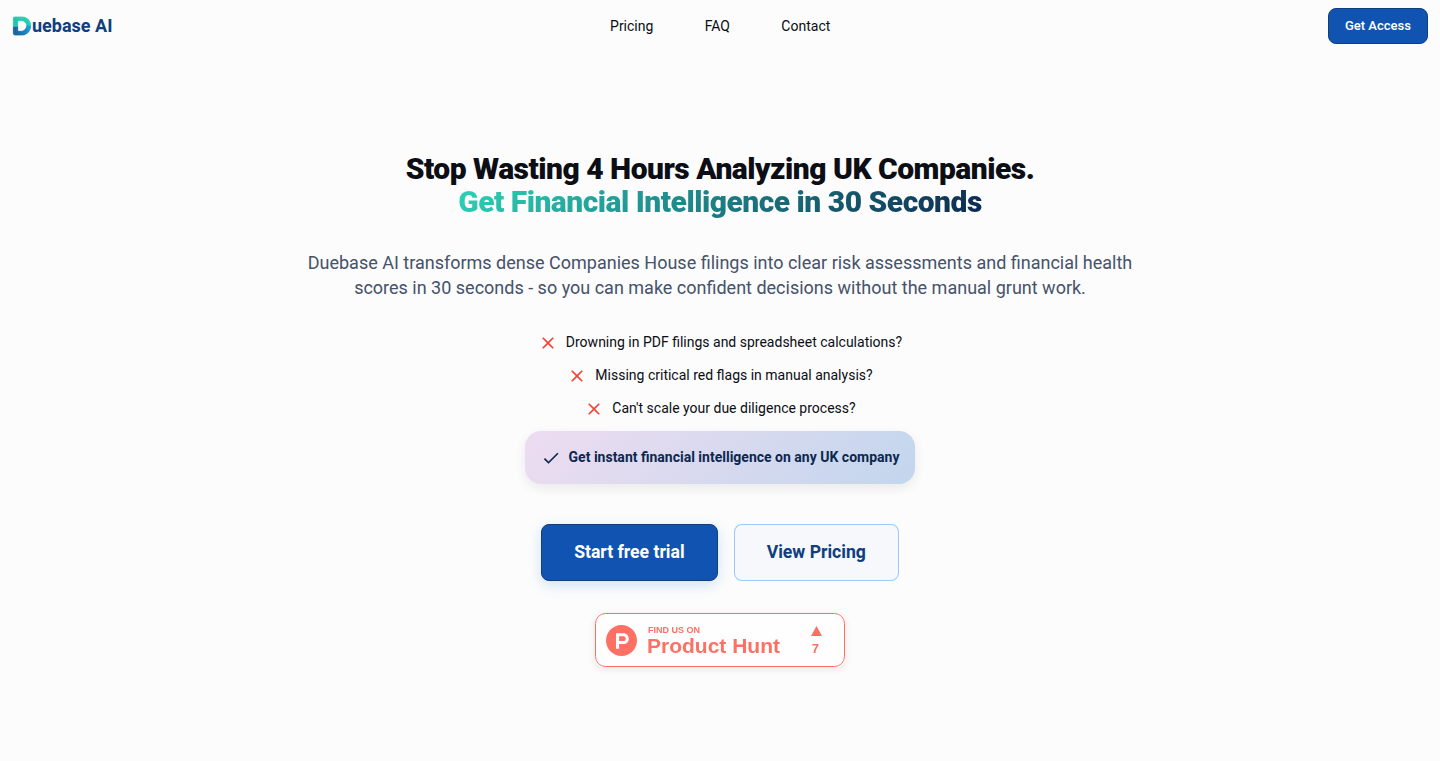 Duebase AI: Instant UK Company Financial Health Analysis