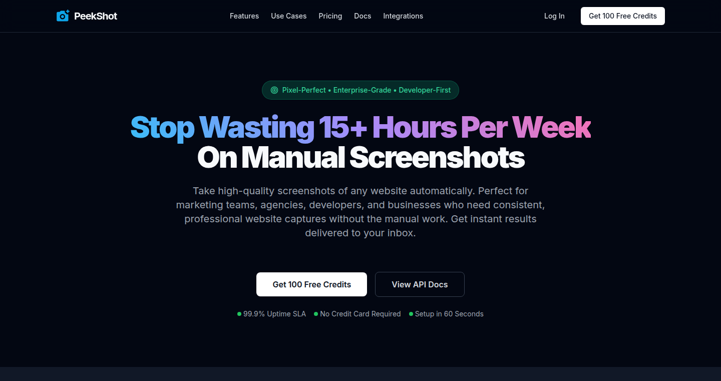 PeekShot: Pixel-Perfect Website Screenshot Automation
