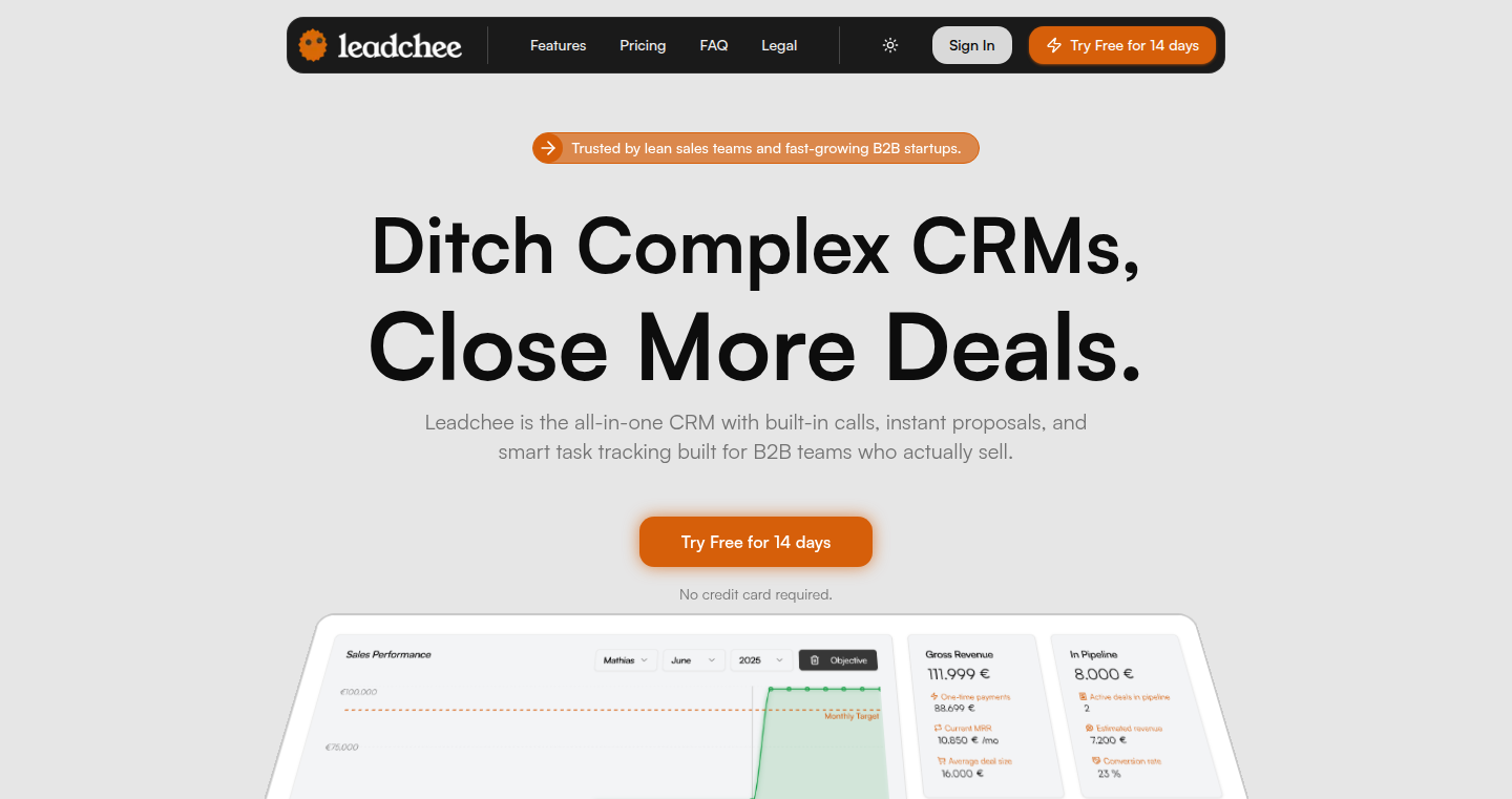 Leadchee: Minimalist CRM for Consultants & Small Teams