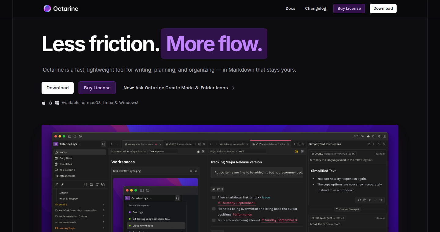 Octarine:极速、轻量、有态度的 Markdown 笔记应用