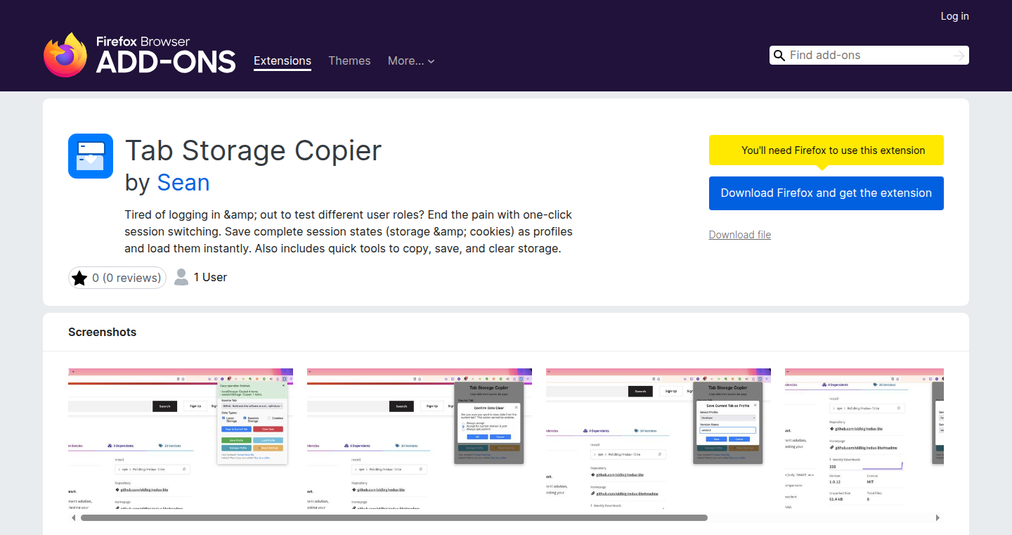 Tab Storage Copier:浏览器标签页存储状态管理器