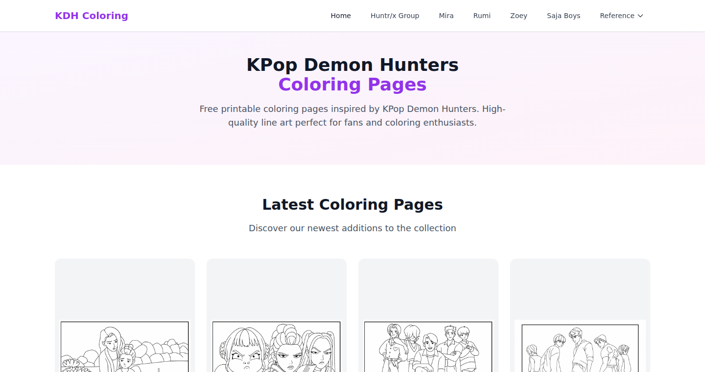 K-Pop Demon Hunters 涂色页生成器