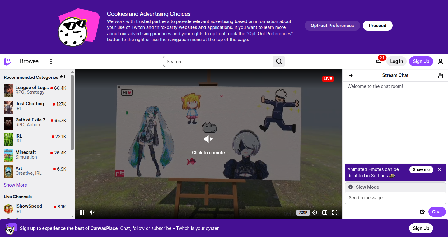Twitch Canvas Place - チャットで描く3Dピクセルアート