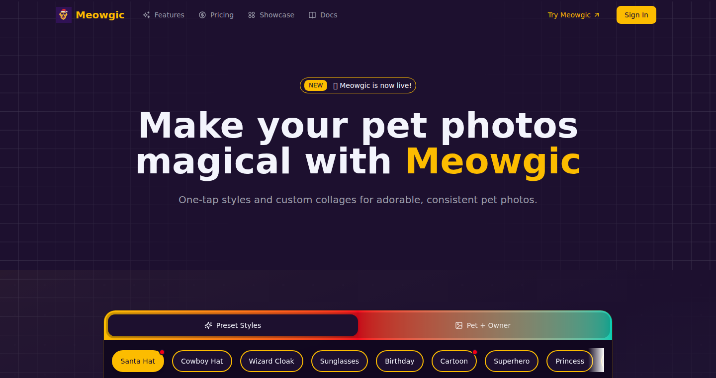 喵吉魔法 (Meowgic.art) - 即时宠物肖像生成器