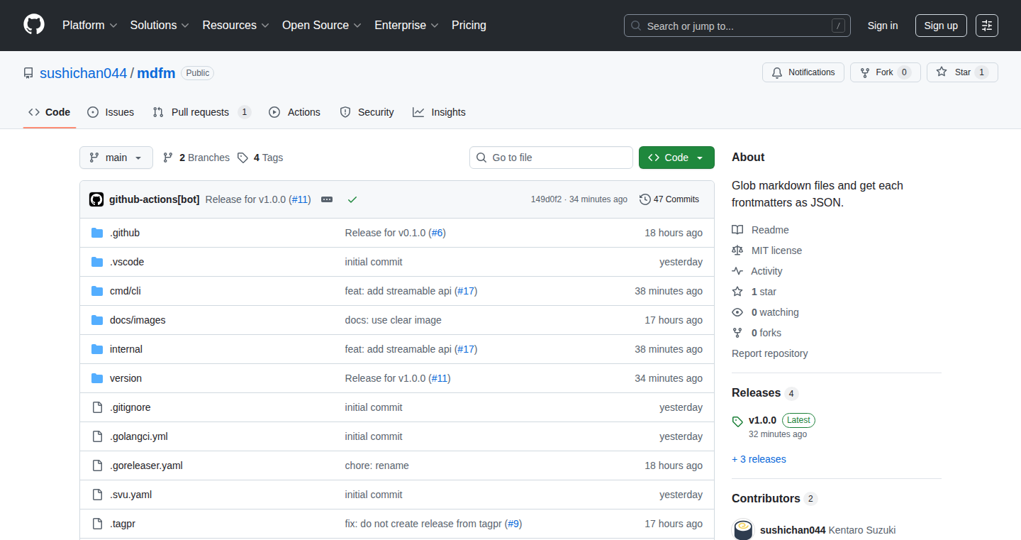 mdfm - Markdown 文件全局搜索与JSON提取