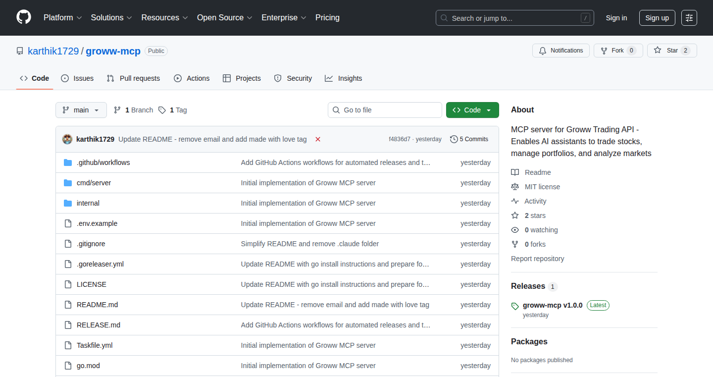 ClaudeStocks: Open-Source Groww MCP Server for Indian Stock Trading
