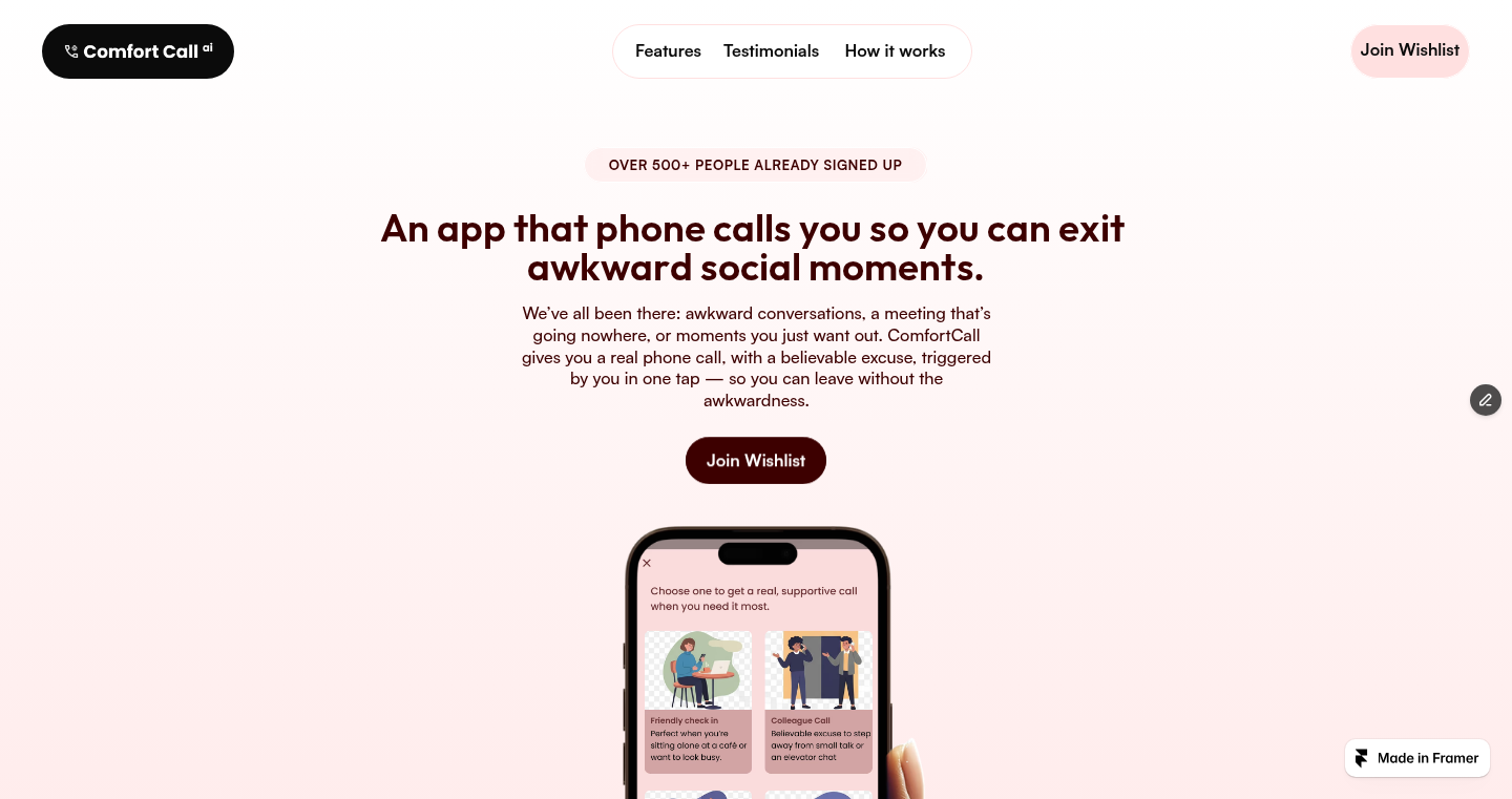 ComfortCall - Social Escape via Simulated Calls