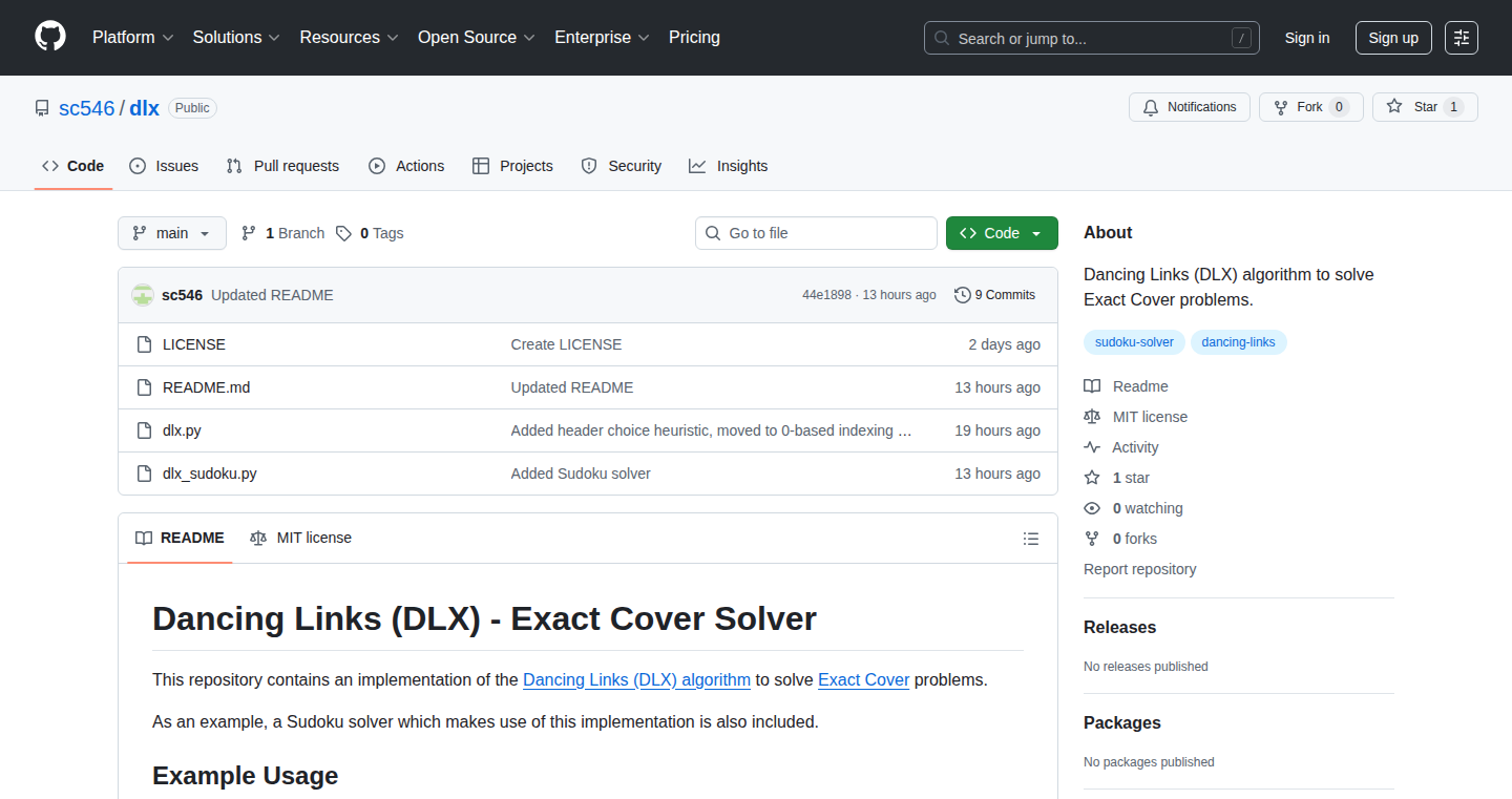 Dancing Links Solver